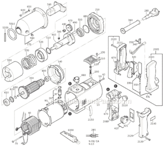 Page A Diagram and Parts List for ASB658-1 72152513119 Fein Impact Driver