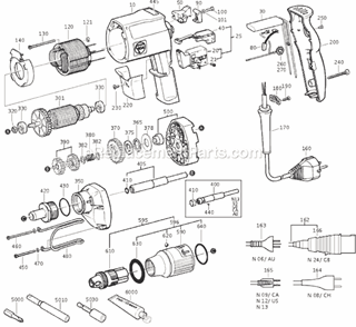 Page A Diagram and Parts List for ASSE636II-8B 72108909368 Fein Electric Drill