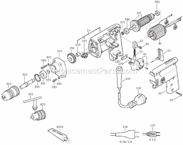Page A Diagram and Parts List for ASY630 72013913113 Fein Electric Drill