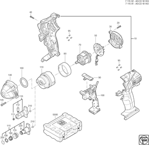  Diagram and Parts List for ASCD18W4 71150200940 Fein Electric Drill