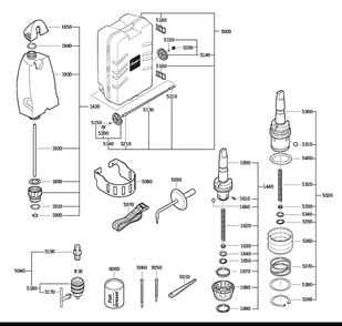 Figure 3 Diagram and Parts List for 72703912360  Fein Electric Drill