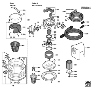 Figure 0 Diagram and Parts List for 92025236020  Fein Canister Vacuum
