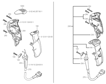 Figure 1 Diagram and Parts List for 72131413110  Fein Electric Drill