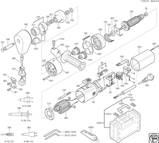  Diagram and Parts List for BLK50 72323100627 Fein Nibbler & Shears
