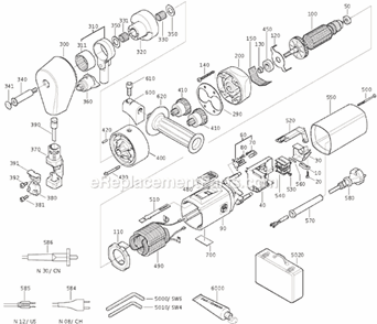 Part Location Diagram of 30706324016 Fein Cable Assembly