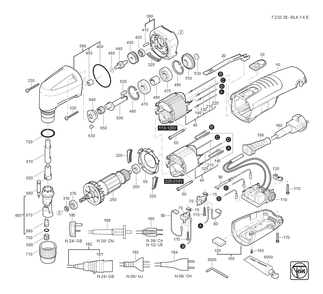  Diagram and Parts List for BLK16E 72323809360 Fein Nibbler & Shears