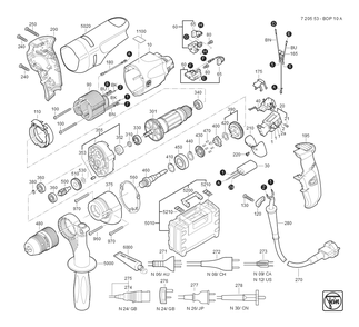  Diagram and Parts List for BOP10 72055309110 Fein Electric Drill