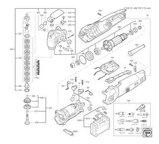  Diagram and Parts List for MM70017Q 72297009360 Fein Multi-Tool