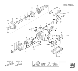  Diagram and Parts List for GSZ8-280PE 72231709360 Fein Die Grinder