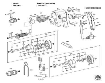 Figure 0 Diagram and Parts List for 72016200112  Fein Electric Drill
