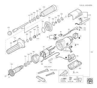  Diagram and Parts List for GSZ8-90PEL 72232009360 Fein Die Grinder