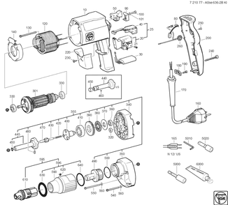  Diagram and Parts List for ASSE636-2BKINETIK 72107712111 Fein Electric Drill