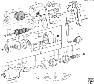  Diagram and Parts List for ASB636 72152900044 Fein Electric Drill