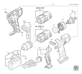  Diagram and Parts List for ASCM12C 71161000920 Fein Cordless Drill