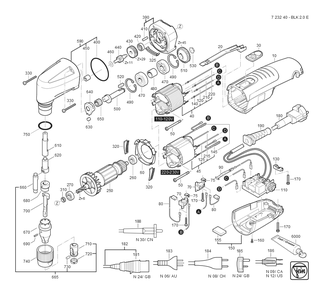  Diagram and Parts List for BLK20E 72324009360 Fein Nibbler & Shears