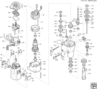  Diagram and Parts List for KBM80AUTO 72703209360 Fein Mortiser