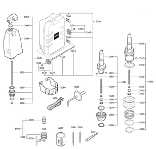 Figure 3 Diagram and Parts List for 72703812360  Fein Electric Drill