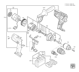  Diagram and Parts List for ASCM18 71160300940 Fein Cordless Drill