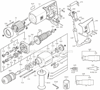 Page A Diagram and Parts List for DS648 72020300043 Fein Electric Drill