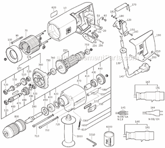 Page A Diagram and Parts List for DS648 72020300114 Fein Electric Drill