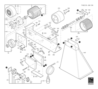  Diagram and Parts List for GRITGIS150 79023000443 Fein Belt or Drum Sander