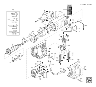  Diagram and Parts List for BOS16 72054709360 Fein Electric Drill