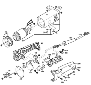Figure 1 Diagram and Parts List for 78208500260  Fein Grinder