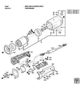 Figure 1 Diagram and Parts List for 78207800260  Fein Sander Polisher