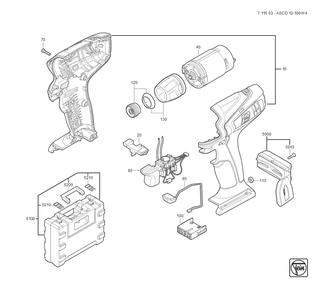  Diagram and Parts List for ASCD12-100W4 71150300920 Fein Electric Drill