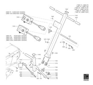  Diagram and Parts List for GIMS1502H 79021700403 Fein Belt or Drum Sander