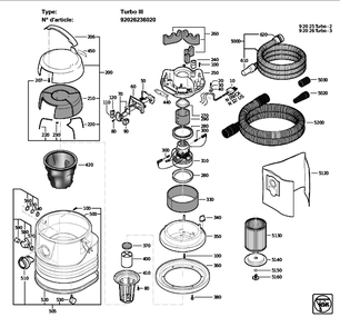 Figure 0 Diagram and Parts List for 92026236020  Fein Canister Vacuum