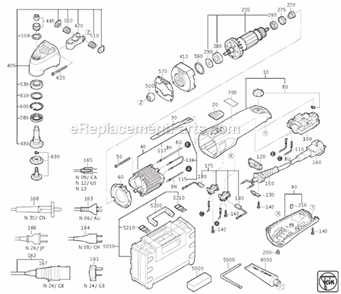 Page A Diagram and Parts List for FSC16X 72363709360 Fein Multi-Tool