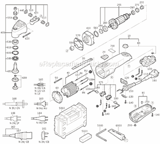 Page A Diagram and Parts List for FSC16X 72363713110 Fein Multi-Tool