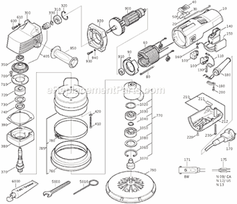 Page A Diagram and Parts List for MSF636-1 72207800115 Fein Sander Polisher
