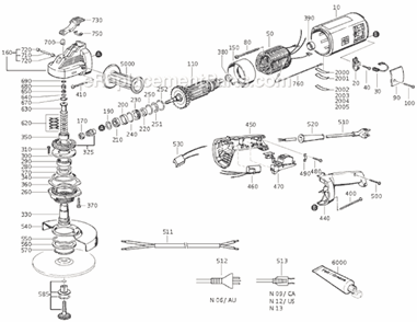 Part Location Diagram of 30707185013 Fein Cable Assembly