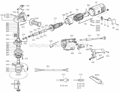 Page A Diagram and Parts List for MSF666D-S 72206812115 Fein Angle Grinder
