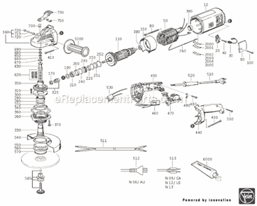 Page A Diagram and Parts List for MSF666D-S 72206813119 Fein Angle Grinder