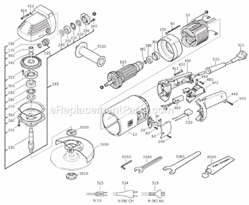 Page A Diagram and Parts List for MSF680D 72204513118 Fein Angle Grinder