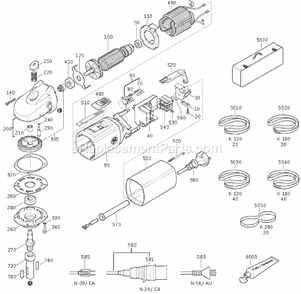 Page A Diagram and Parts List for RS12-70E 72211300234 Fein Sander Polisher