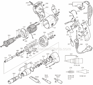 Page A Diagram and Parts List for SCS63-19T 72109709367 Fein Electric Drill
