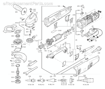 Page A Diagram and Parts List for WSG10-115T 10-115T Fein Angle Grinder