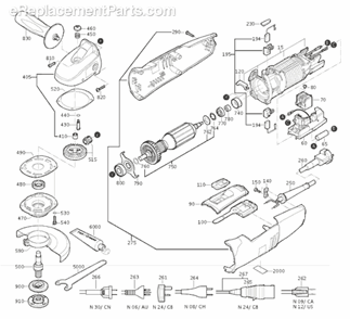Page A Diagram and Parts List for WSG14-125S 14-125S Fein Angle Grinder