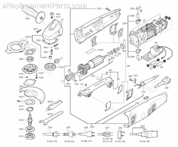 Page A Diagram and Parts List for WSG14-125T 14-125T Fein Angle Grinder