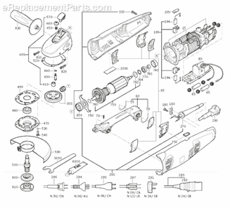 Page A Diagram and Parts List for WSG14-150T 14-150T Fein Angle Grinder