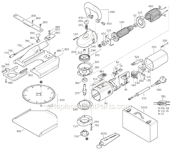 Page A Diagram and Parts List for MF12-180 72381209632 Fein Concrete Saw