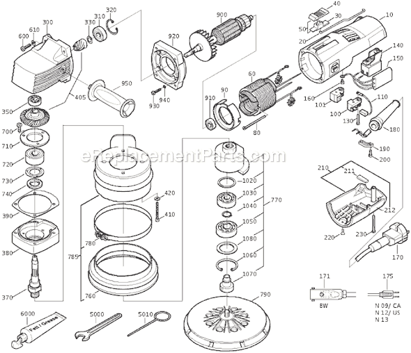 Page A Diagram and Parts List for MSF636-1 72207800115 Fein Sander Polisher