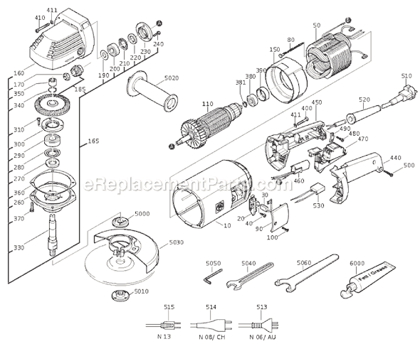 Page A Diagram and Parts List for MSF680D 72204513118 Fein Angle Grinder