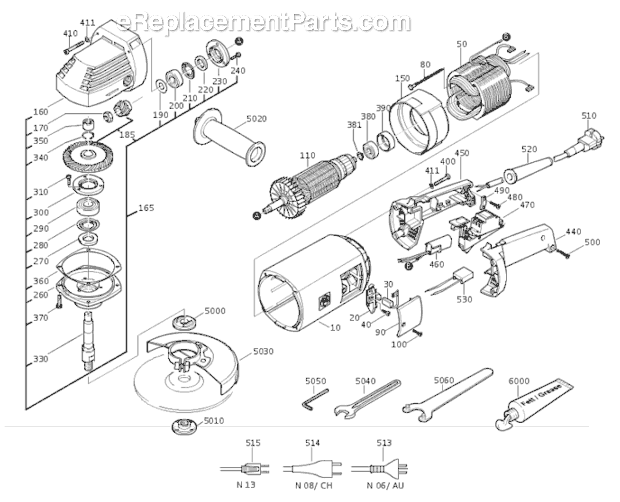 Page A Diagram and Parts List for MSFA680C 680C Fein Angle Grinder