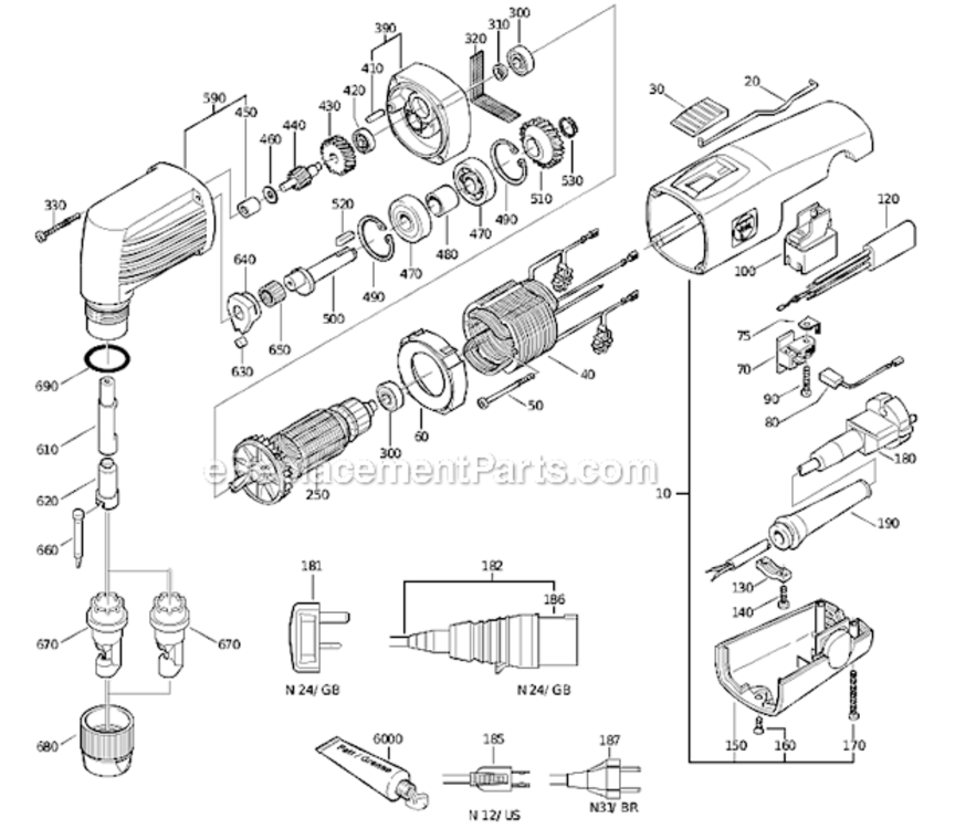Page A Diagram and Parts List for RSS636-2  Fein Nibbler & Shears