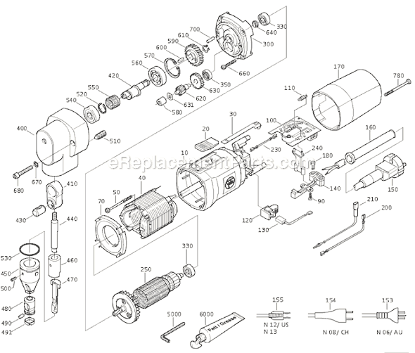 Page A Diagram and Parts List for RSS638-5 72322600361 Fein Nibbler & Shears
